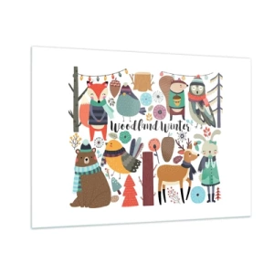 Quadro em vidro - Natal de conto de fadas na floresta - 100x70 cm