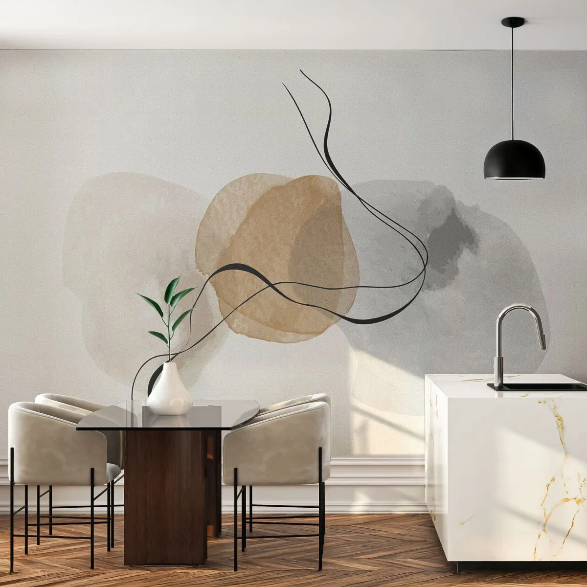 Papel de Parede Autocolante Deluxe Sticker - Contas ao vento - Abstração, Pedaço, Padrão Moderno - 250x175 cm