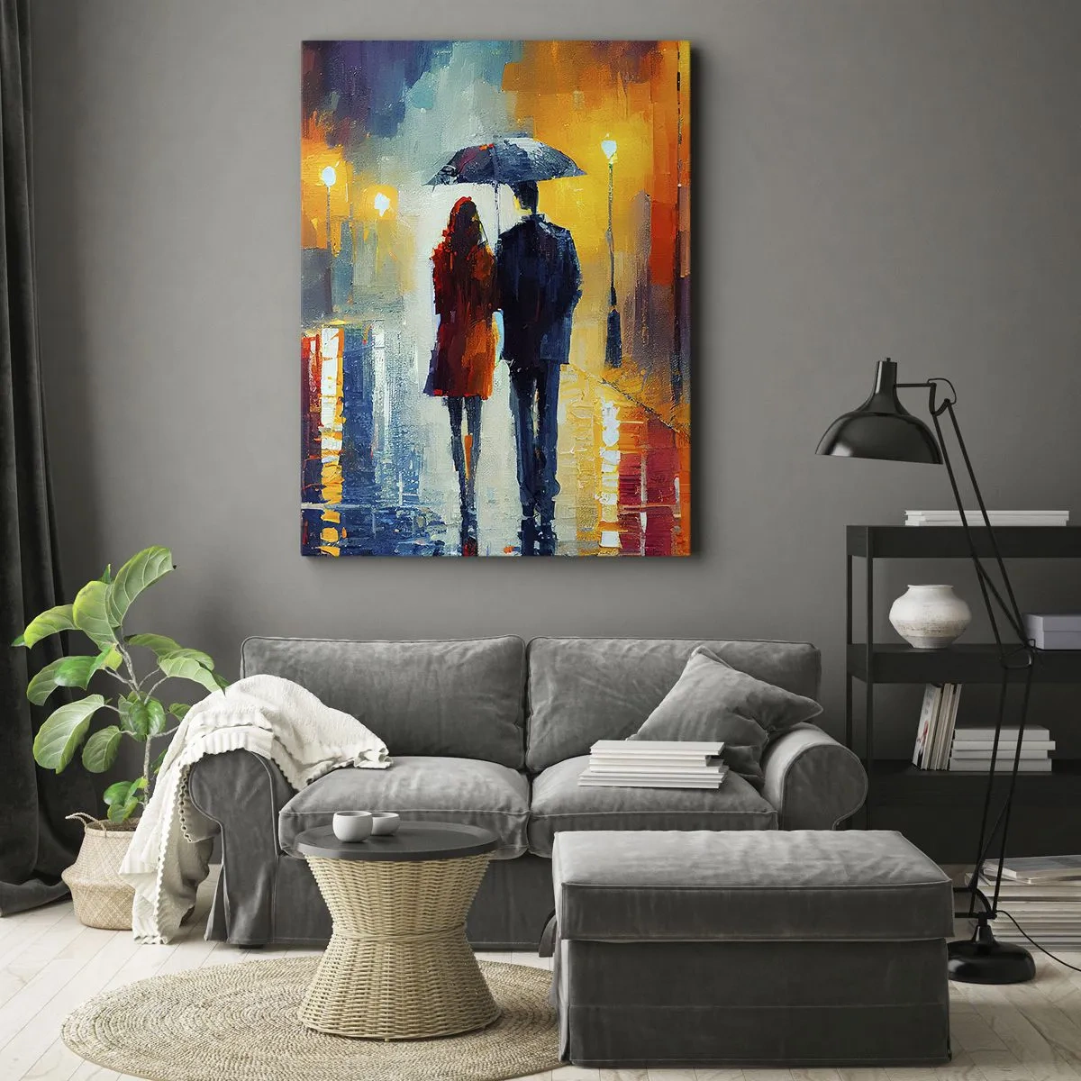 Quadro em tela - Juntos – uma noite colorida - 50x70 cm