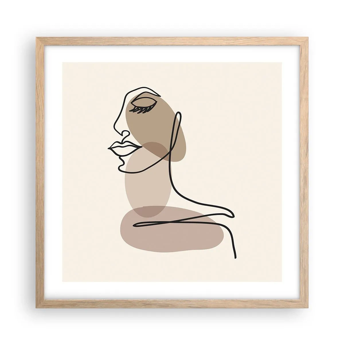 Pôster com moldura de carvalho claro - Uma certa linha de beleza - 50x50 cm