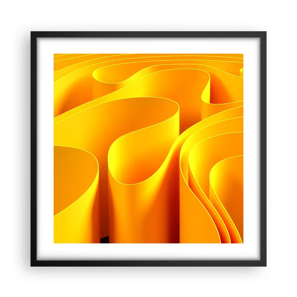 Pôster com moldura preta - Como as ondas do sol - 50x50 cm