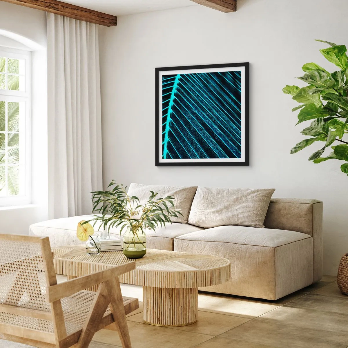 Pôster com moldura preta - Textura verde - 40x40 cm