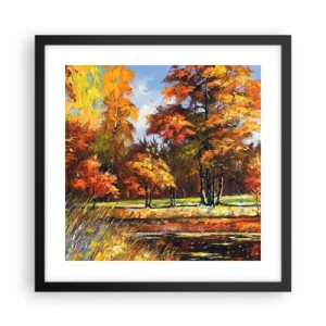 Pôster com moldura preta - Paisagem em ouro e bronze - 40x40 cm