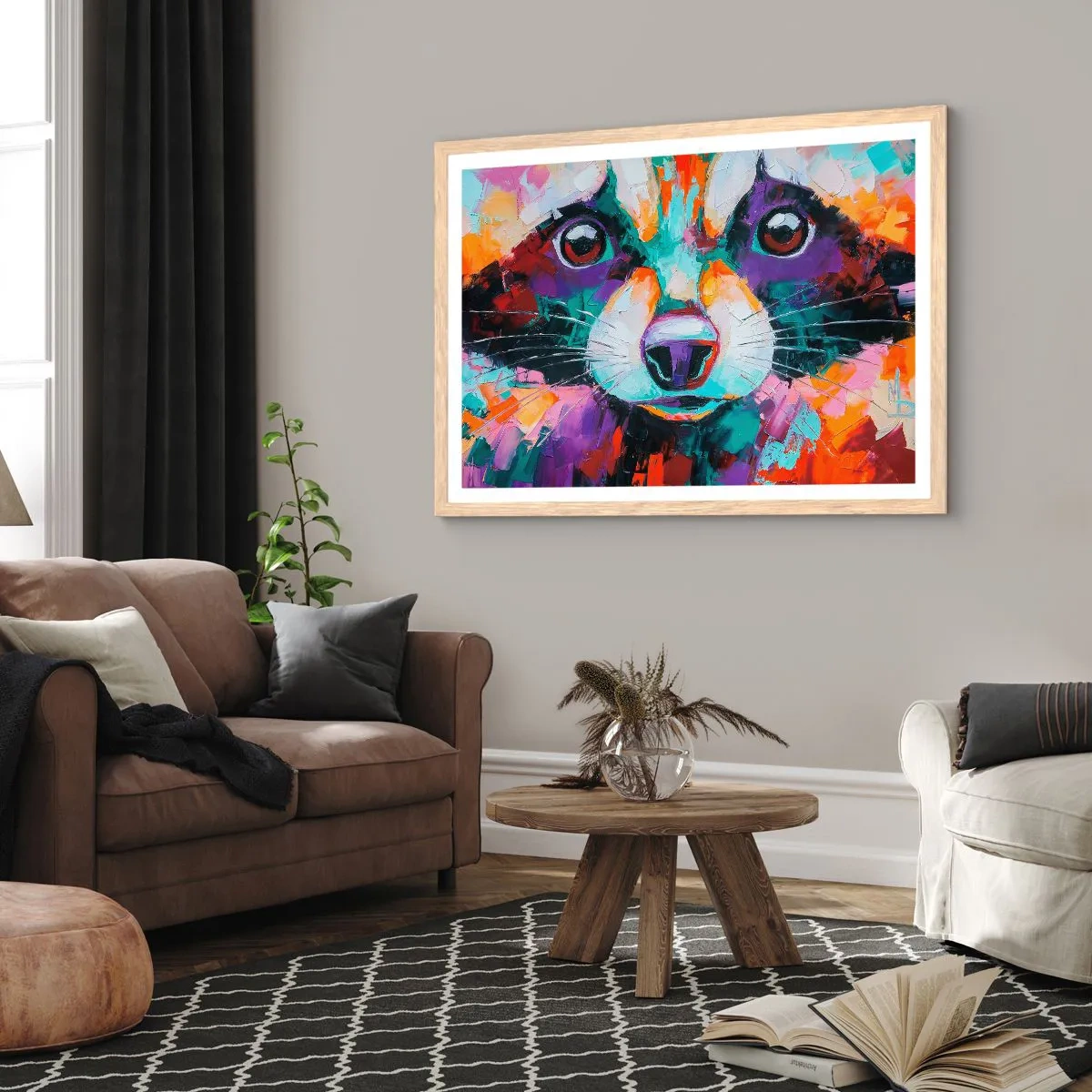 Pôster com moldura de carvalho claro - Apenas boas emoções - 100x70 cm