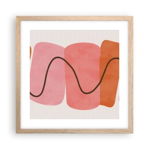 Pôster com moldura de carvalho claro - Movimento suave de formas - 40x40 cm