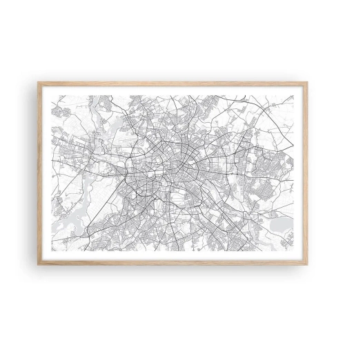 Pôster com moldura de carvalho claro - Flor de Berlim - 91x61 cm