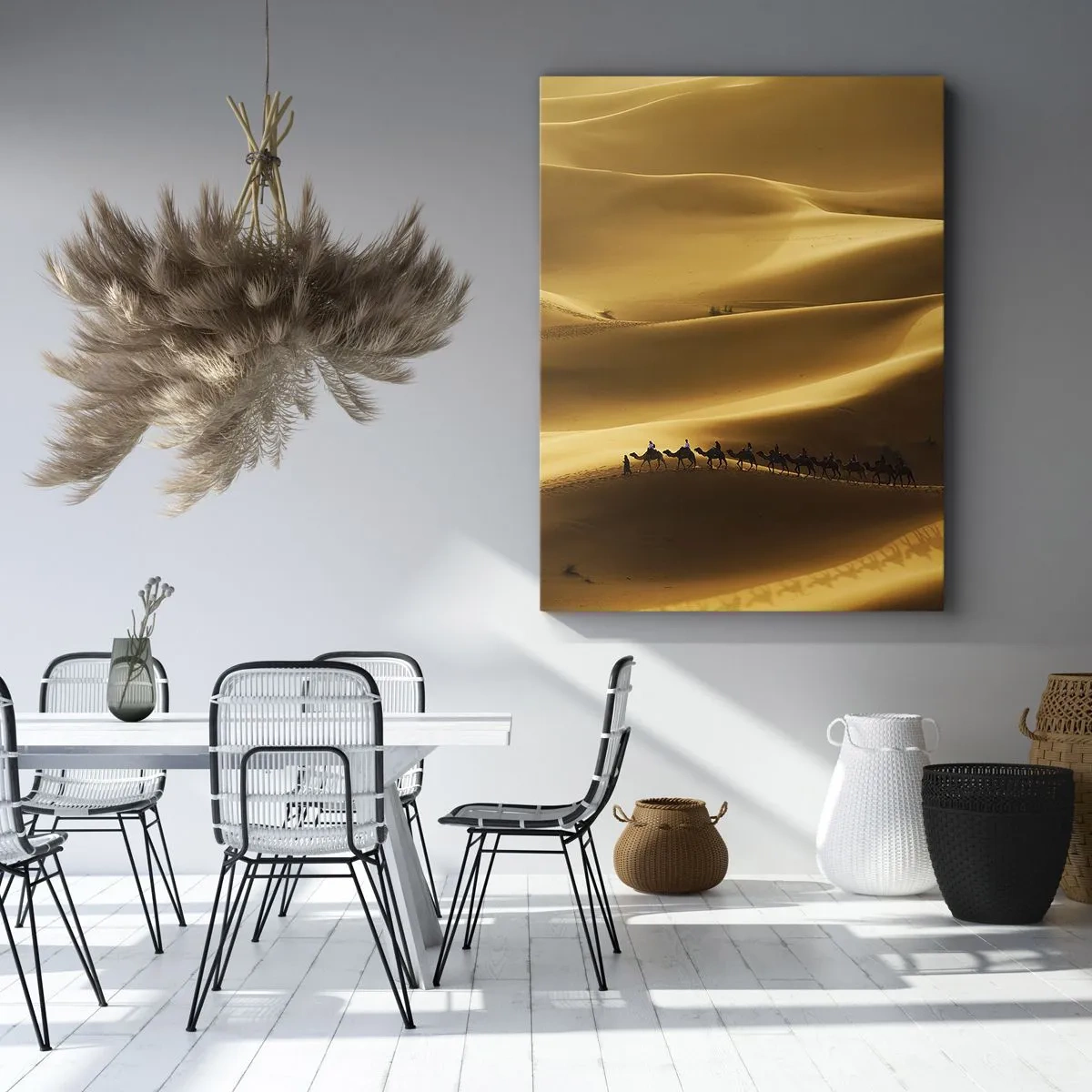 Quadro em tela - Caravana nas ondas do deserto - 70x100 cm