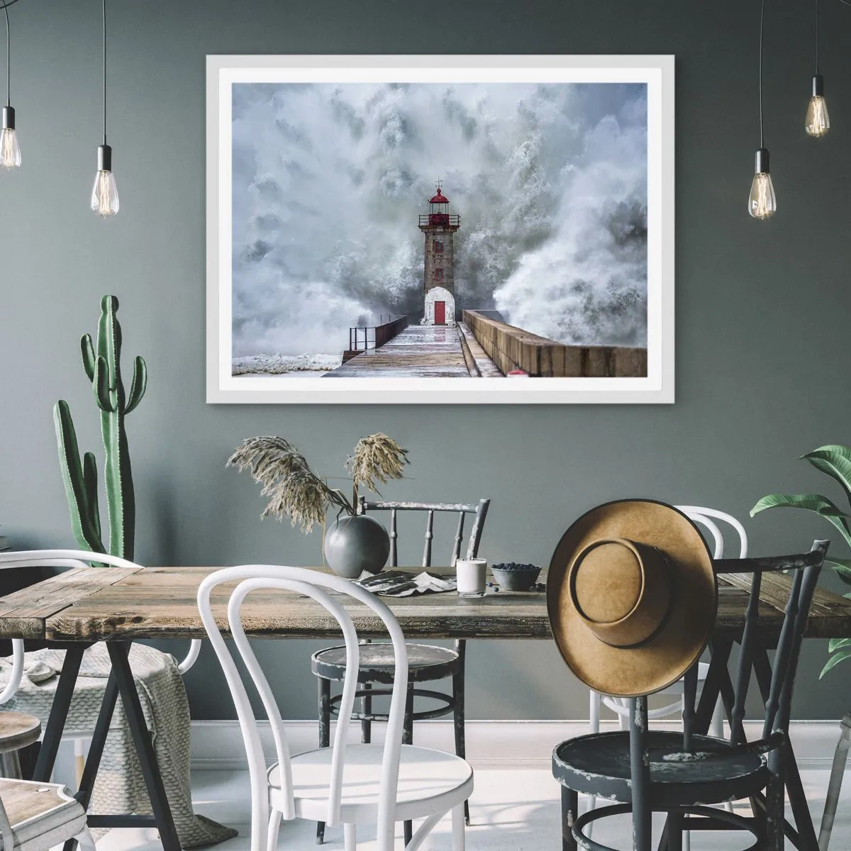 Pôster em moldura branca - O rugido das águas, o som do vento - 50x40 cm