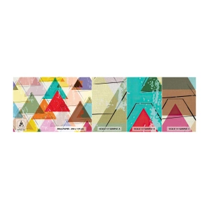 Amostra de papel de parede Premium Canvas - Três por três - Abstração, Pedaço, Triângulos - 100x30 cm