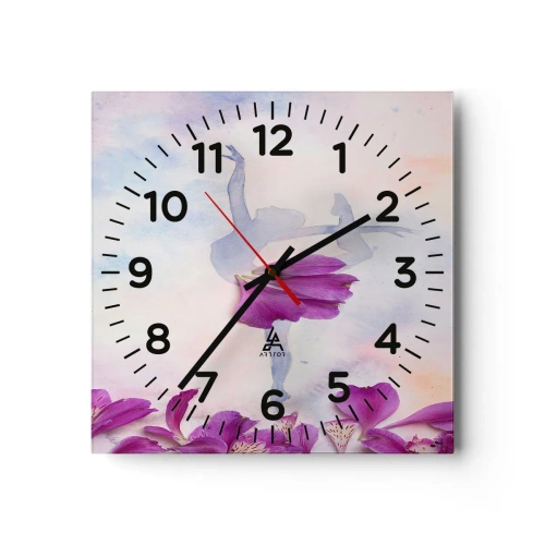 Relógio de parede - Relógio em vidro - Delicada como uma flor - 30x30 cm