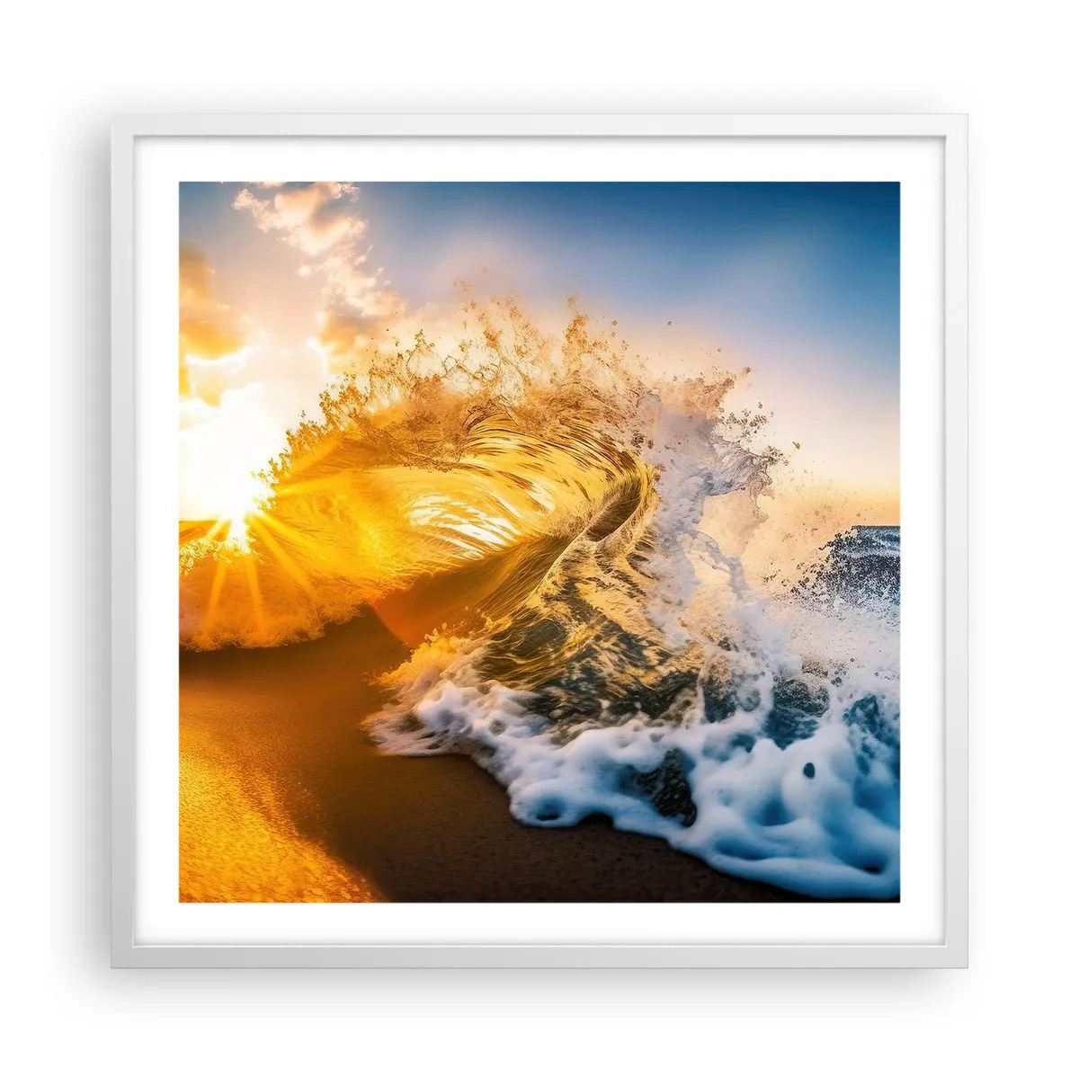 Pôster em moldura branca - Diversão na areia - 60x60 cm