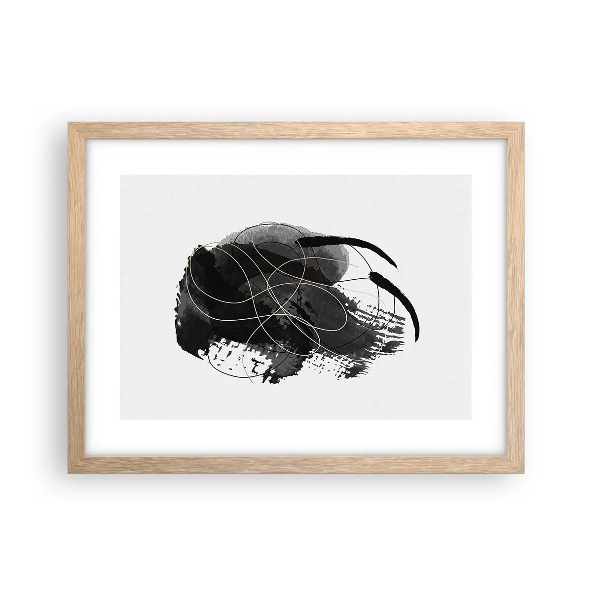 Pôster com moldura de carvalho claro - Emergido do preto - 40x30 cm