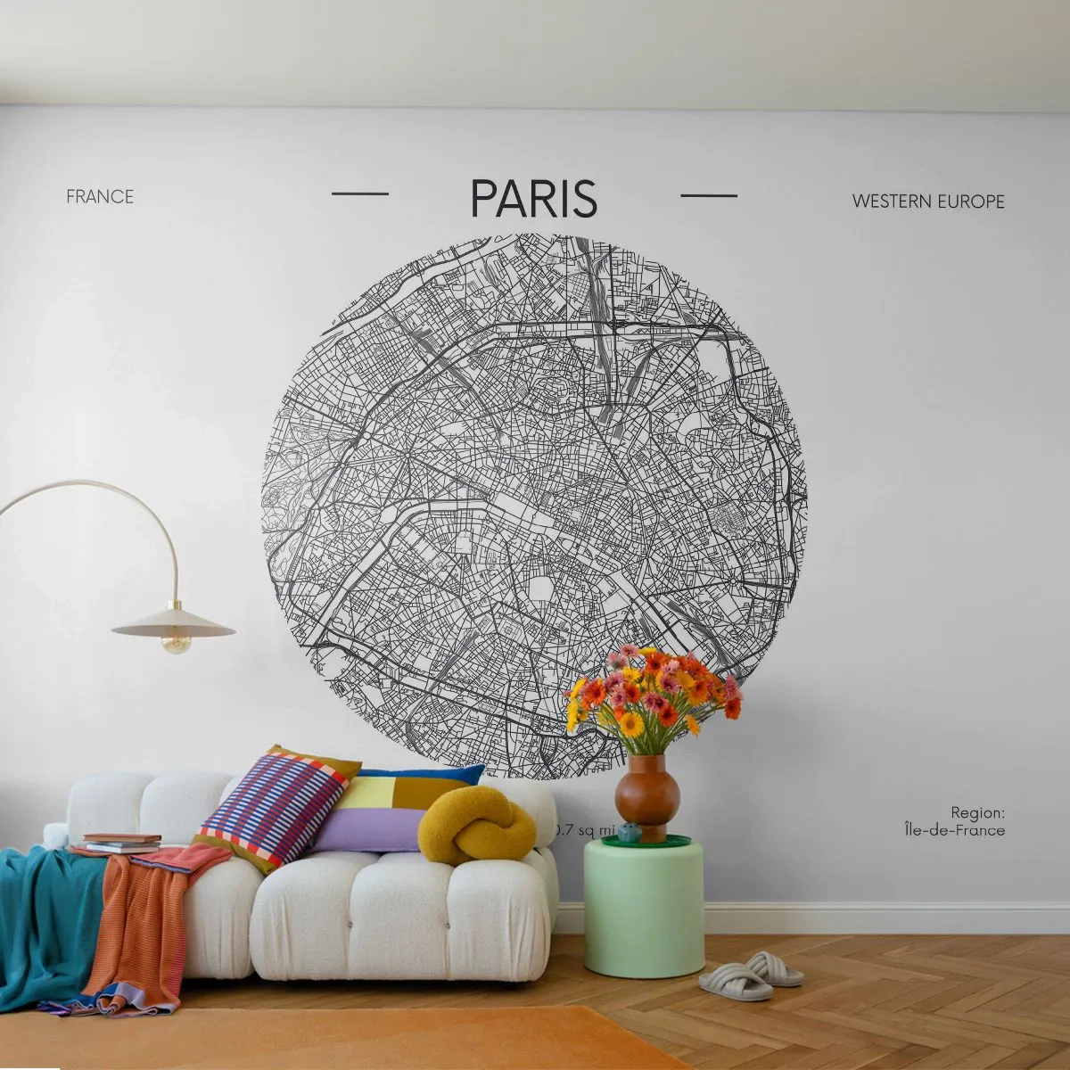 Papel de Parede Standard Eco - Anatomia de Paris - Mapa, Paris, França - 450x315 cm