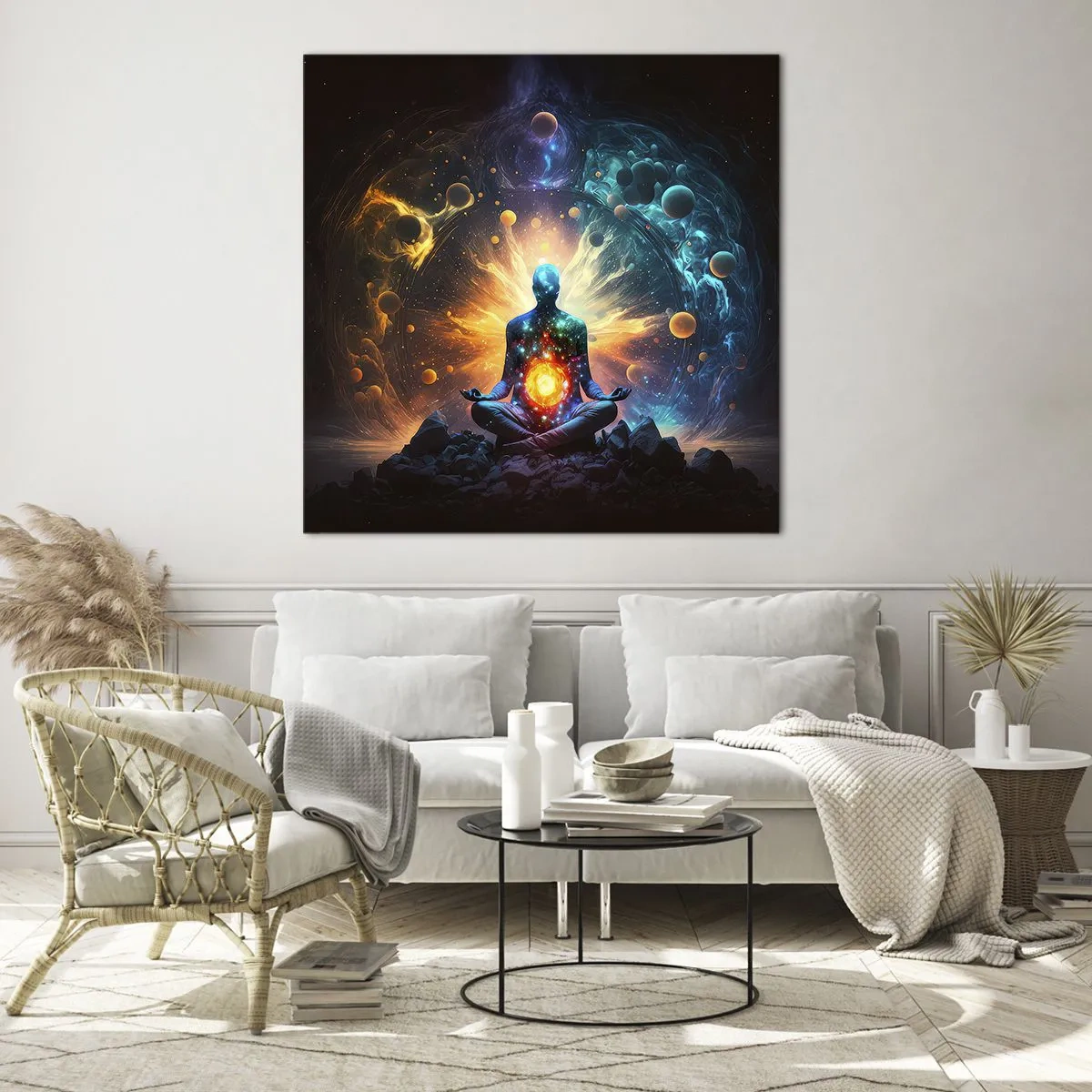 Quadro em vidro - Paz cósmica - 70x70 cm