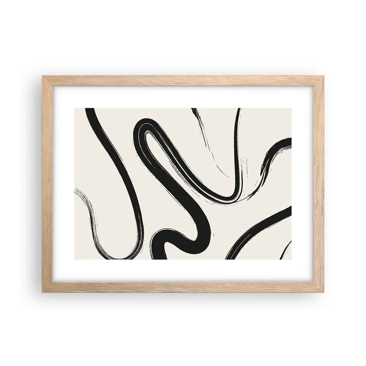 Pôster com moldura de carvalho claro - Capricho preto e branco - 40x30 cm