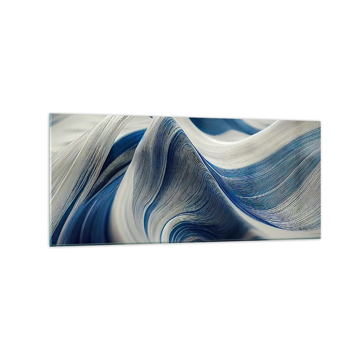 Quadro em vidro - A fluidez do azul e do branco - 120x50 cm