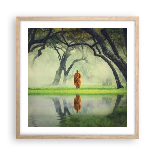 Pôster com moldura de carvalho claro - A caminho da iluminação - 50x50 cm