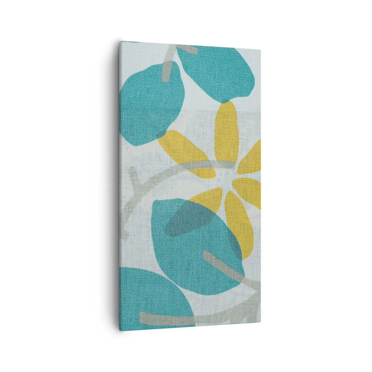 Quadro em tela - Entre as folhas azuis - 55x100 cm