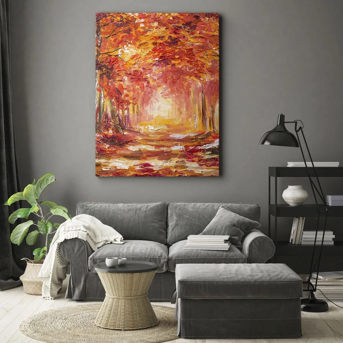 Quadro em tela - Floresta de cobre - 55x100 cm