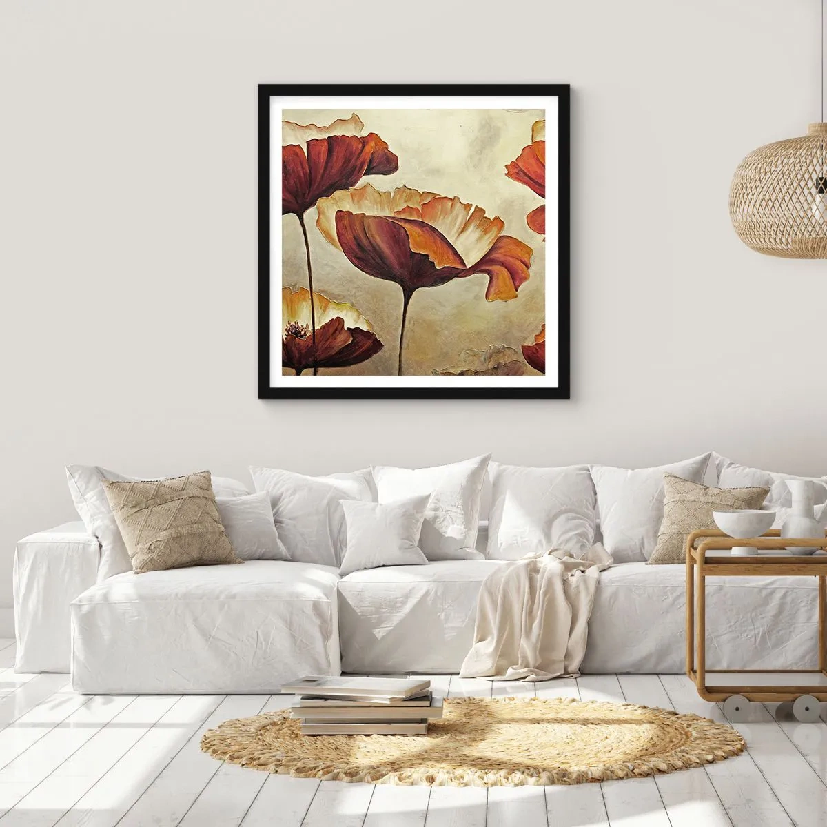 Pôster com moldura preta - Prados e pradarias - 60x60 cm