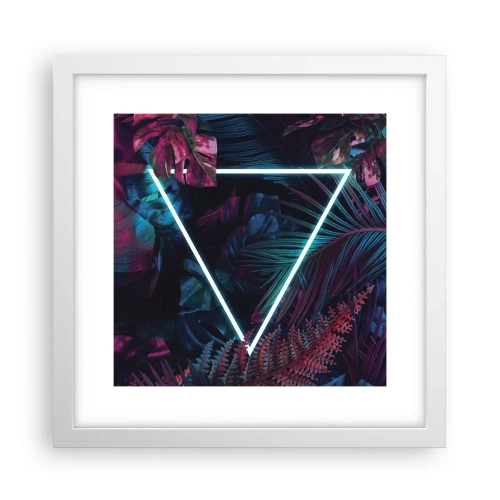 Pôster em moldura branca - Jardim estilo discoteca - 30x30 cm