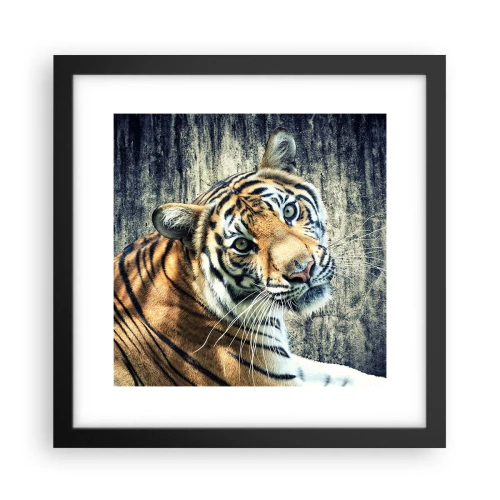 Pôster com moldura preta - Retrato em feixes de luz - 30x30 cm