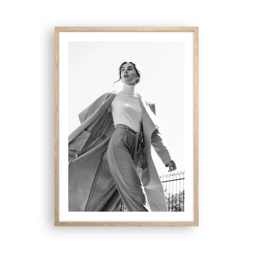 Pôster com moldura de carvalho claro - Vens comigo? - 50x70 cm