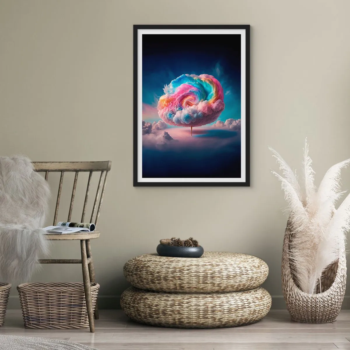 Pôster com moldura preta - O sonho de um parque de diversões - 70x100 cm