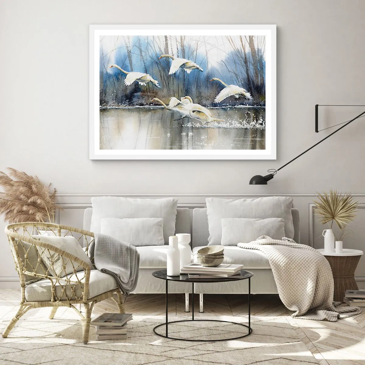 Pôster em moldura branca - Como no conto de fadas sobre cisnes selvagens - 40x30 cm