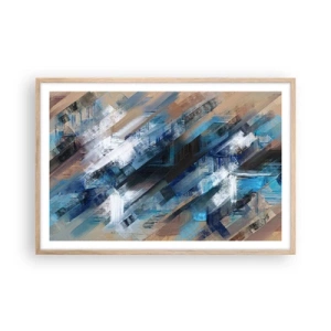Pôster com moldura de carvalho claro - Numa diagonal azul - 91x61 cm