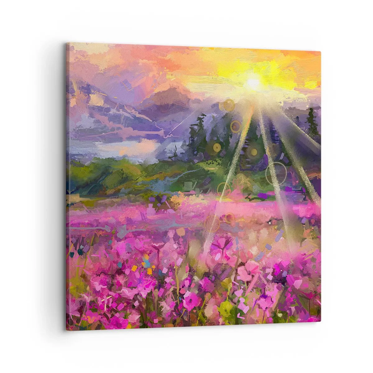 Quadro em tela - No vale sob os cuidados do sol - 50x50 cm