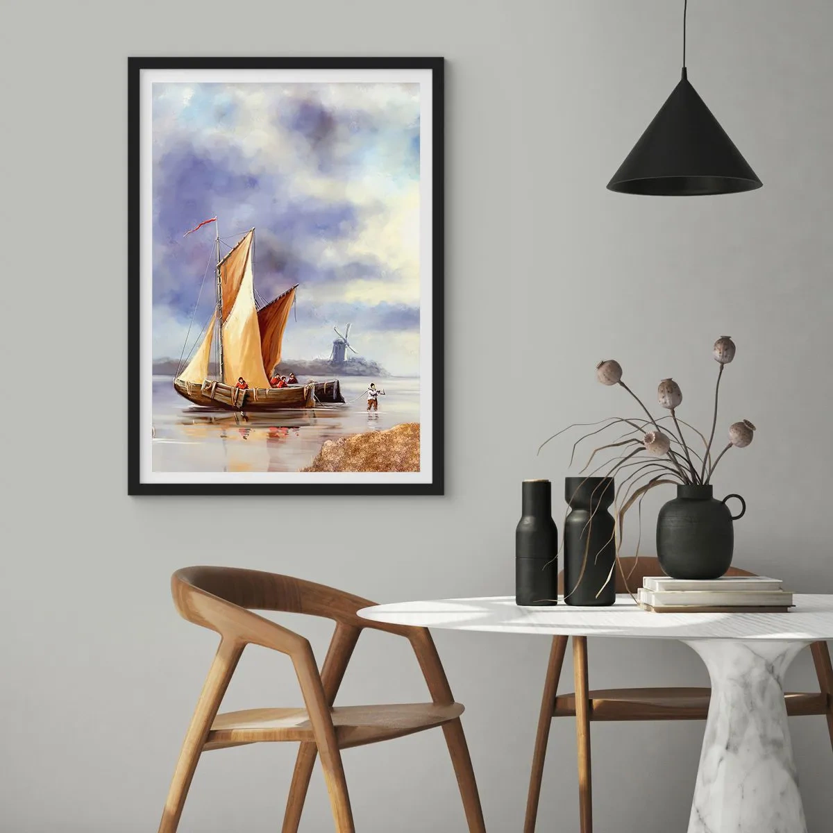 Pôster com moldura preta - O regresso dos marinheiros - 30x40 cm