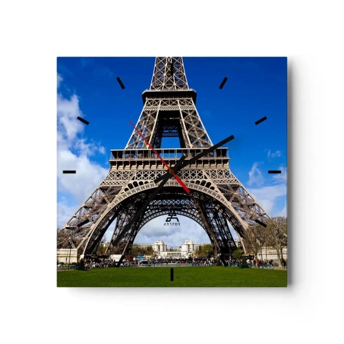 Relógio de parede - Relógio em vidro - Toda Paris aos seus pés - 40x40 cm
