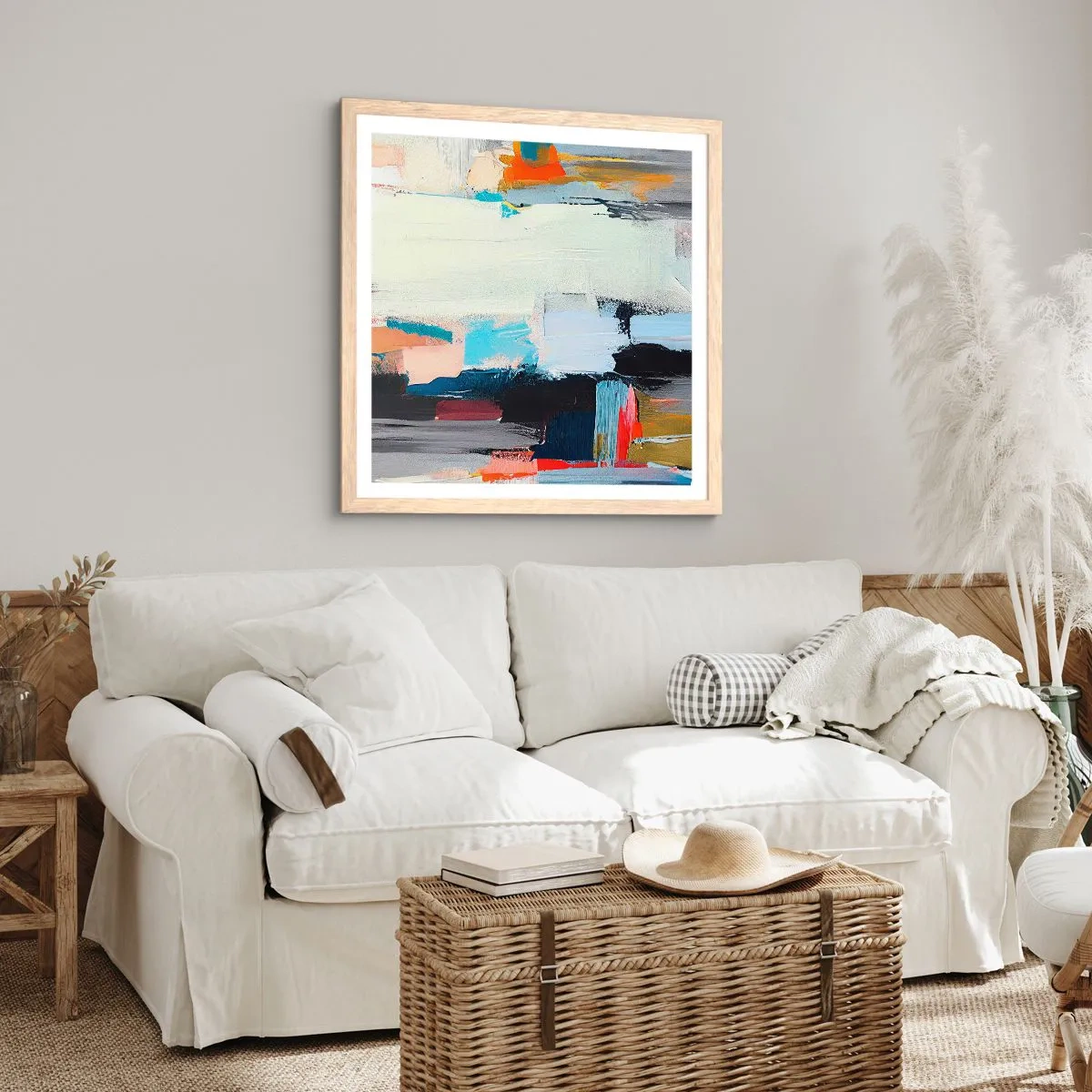 Pôster com moldura de carvalho claro - Há um método? - 50x50 cm