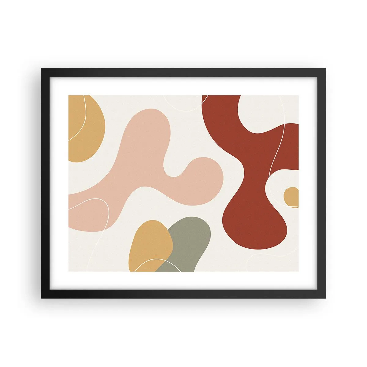 Pôster com moldura preta - Ziguezagues ornamentais - 50x40 cm
