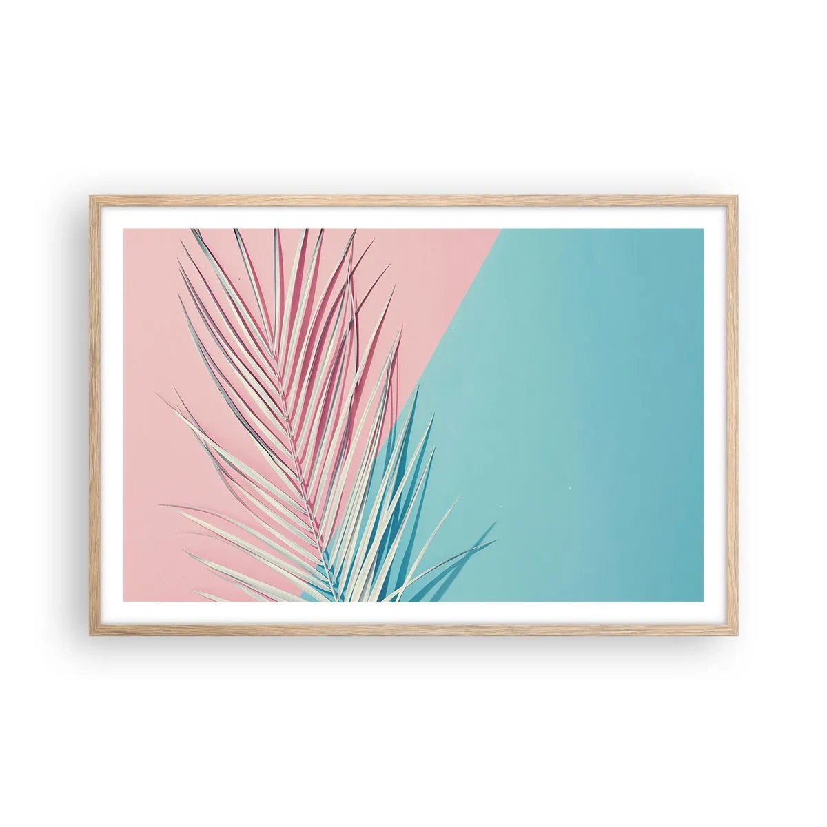 Pôster com moldura de carvalho claro - Impressão tropical - 91x61 cm