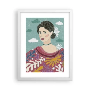 Pôster em moldura branca - Com melancolia nos olhos - 30x40 cm