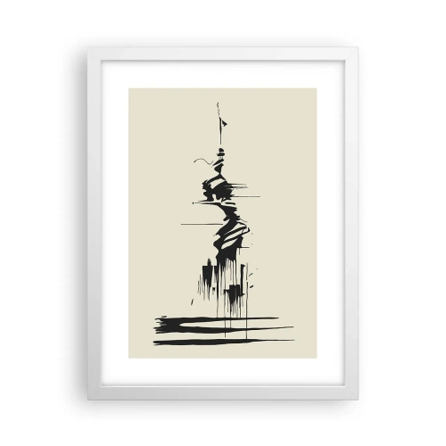 Pôster em moldura branca - Abstração apressada - 30x40 cm