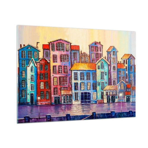 Quadro em vidro - Uma cidade como de um conto de fadas - 100x70 cm