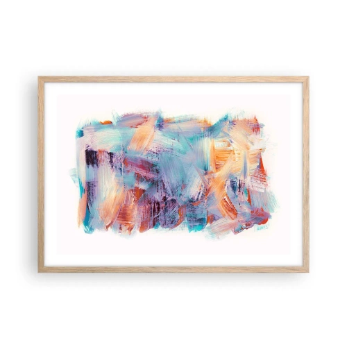 Pôster com moldura de carvalho claro - Uma bagunça colorida - 70x50 cm