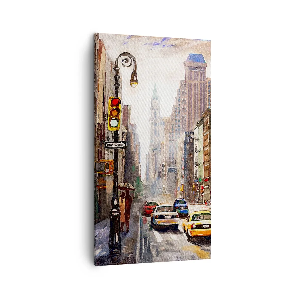 Quadro em tela - Nova York – colorida também na chuva  - 45x80 cm