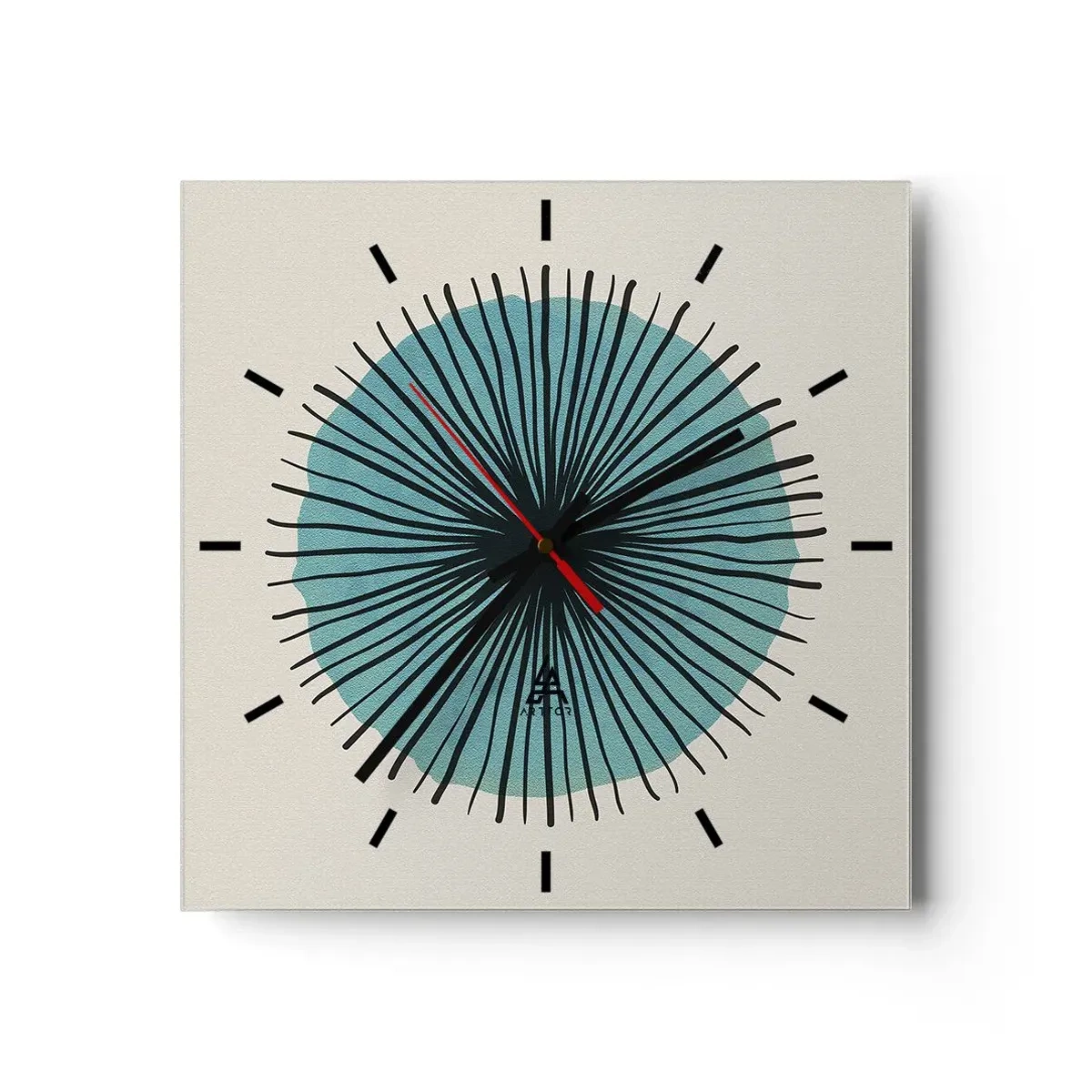 Relógio de parede - Relógio em vidro - Radiante sobre o azul - 30x30 cm