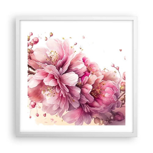 Pôster em moldura branca - Flor de cerejeira - 50x50 cm