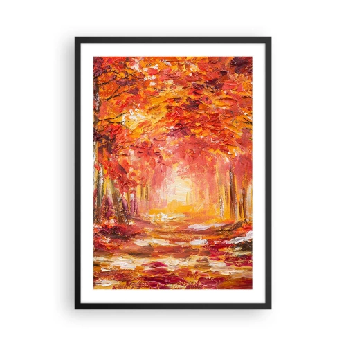 Pôster com moldura preta - Uma avenida pitoresca em cores de outono - 50x70cm - Floresta de cobre - Decoração de parede moderna para a sala de estar e quarto ARTTOR