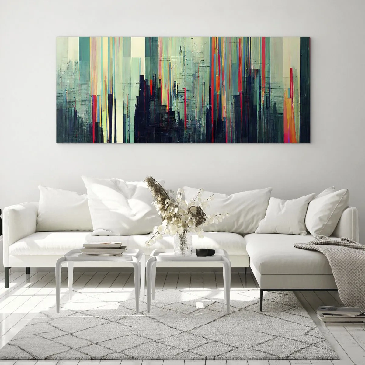 Quadro em vidro - Cidade futurista - 120x50 cm