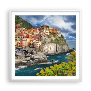 Pôster em moldura branca - Um aglomerado nas rochas - 60x60 cm