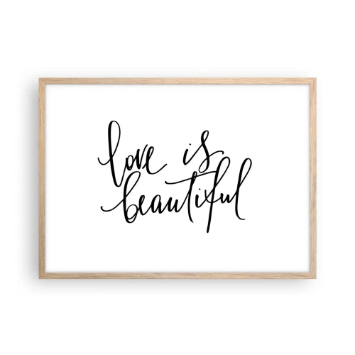 Pôster com moldura de carvalho claro - Leia e repita - 70x50 cm