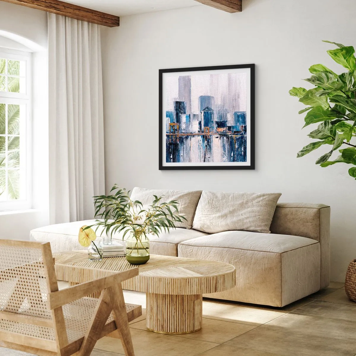 Pôster com moldura preta - Impressão de Nova York - 40x40 cm