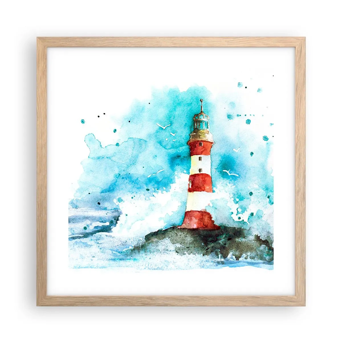 Pôster com moldura de carvalho claro - Unidade dos elementos da natureza - 40x40 cm