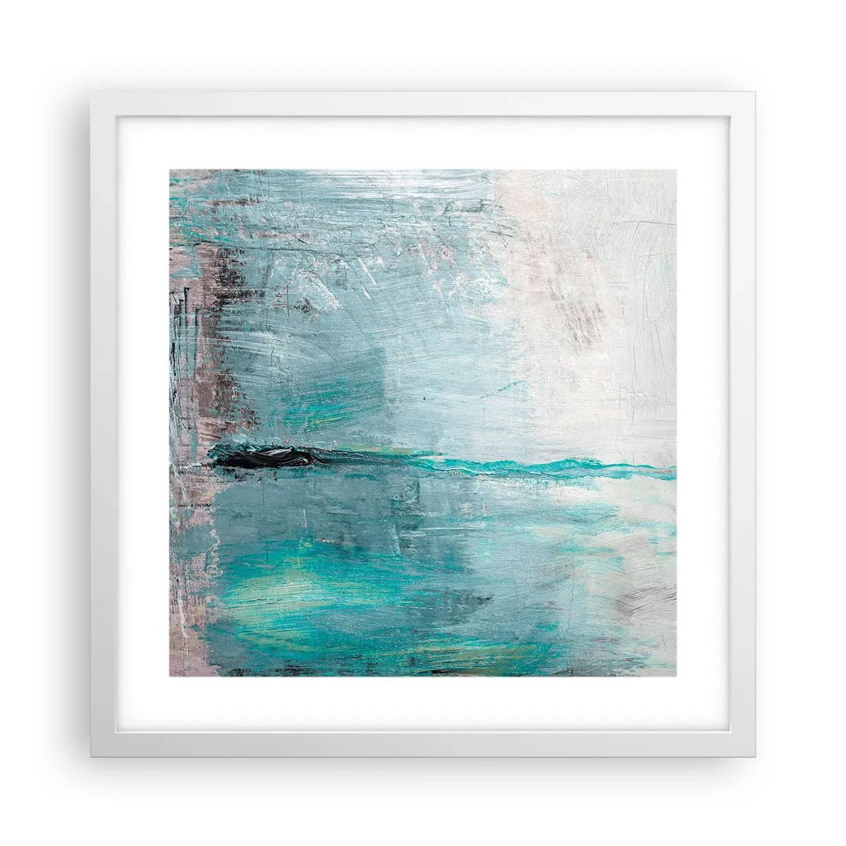 Pôster em moldura branca - Horizontalmente em azul - 40x40 cm